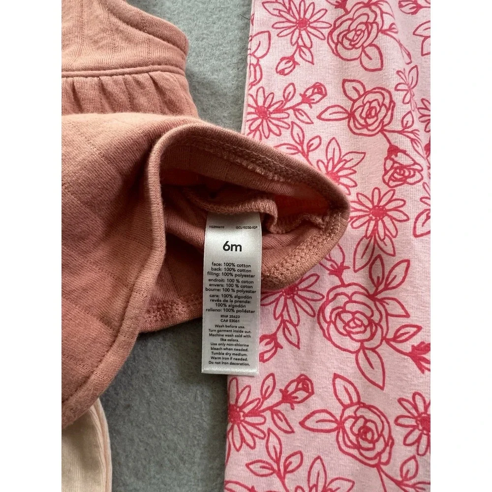 Carters / Cat & Jack 6 Months Baby Girl Lot Shirt/Pants Set & Sleeper Pink Peach